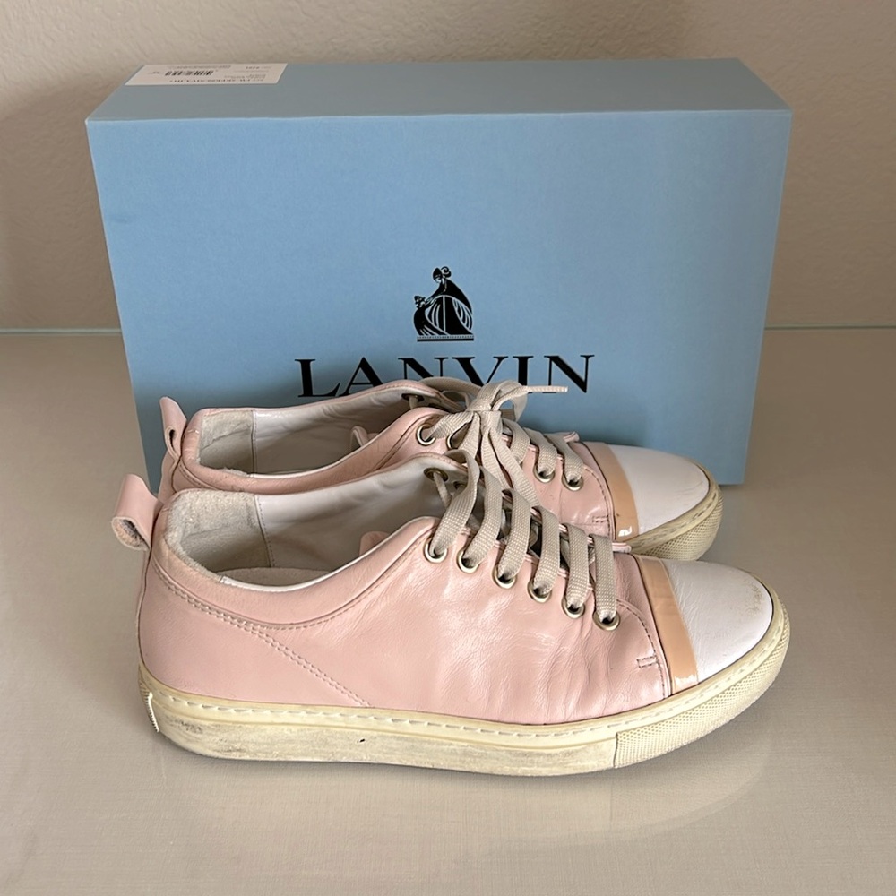 Pink Lanvin Leather Low Top Sneakers